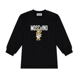 Moschino Kids Abito Lunghe Maniche Nero con Stampa per Neonate