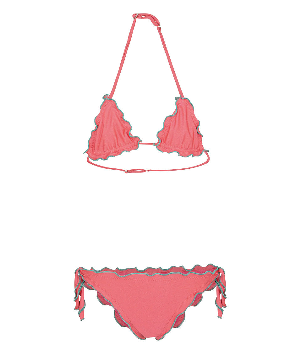 F**K Kids Costume Due Pezzi Fucsia con Dettagli Verde per Bambine