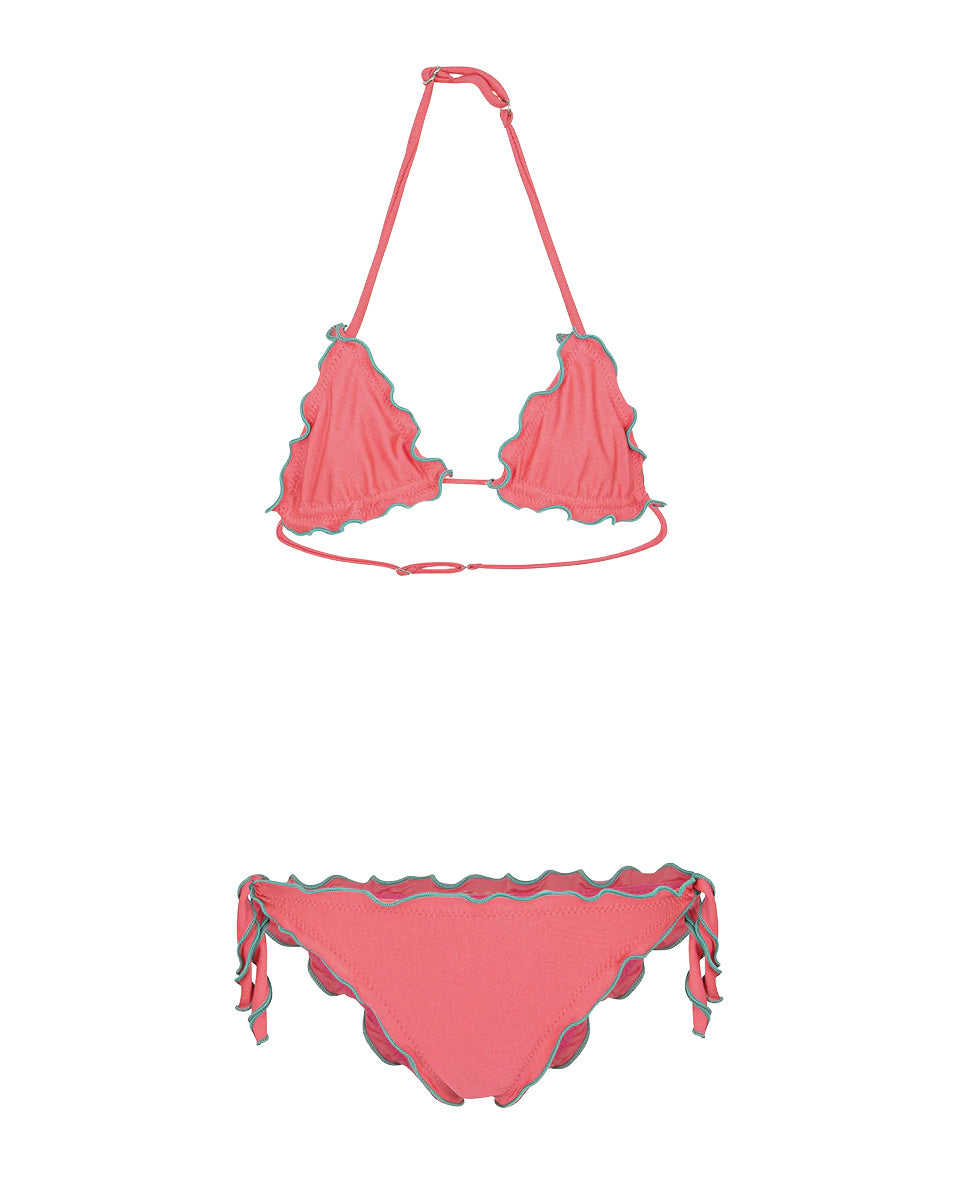 F**K Kids Costume Due Pezzi Fucsia con Dettagli Verde per Bambine