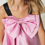 Twinset Kids Abito Rosa in Raso con Fiocco 