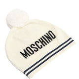 Moschino Kids Cappello in Maglia Panna con Pon Pon (retro)