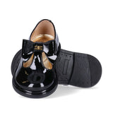 Elisabetta Franchi La Mia Bambina Scarpa Bassa Nero Lucido con Fiocco e Logo per Neonate