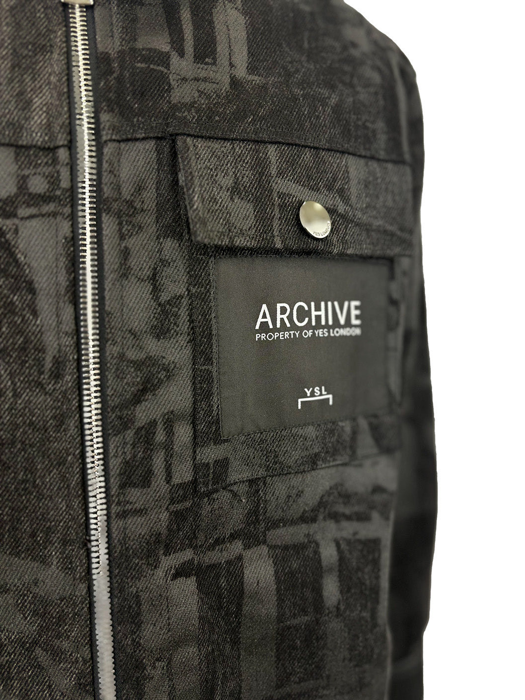 Yes London Kids Giacca Zip in Tessuto Jacquard Nero con Dettagli Patch per Bambini