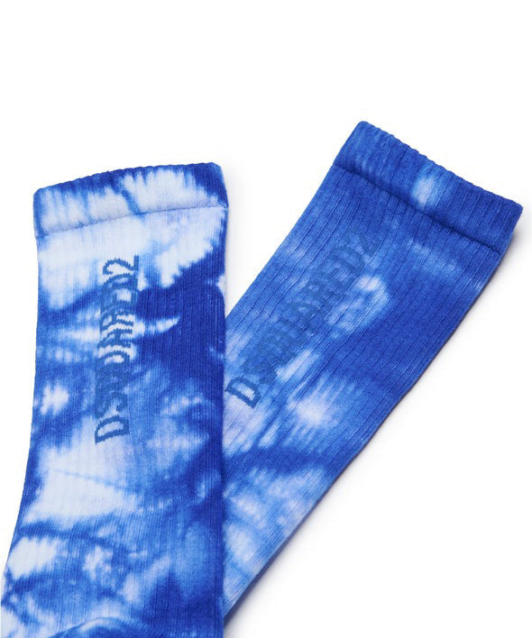 Dsquared2 Kids Calzini Blu con Fantasia Tie Dye