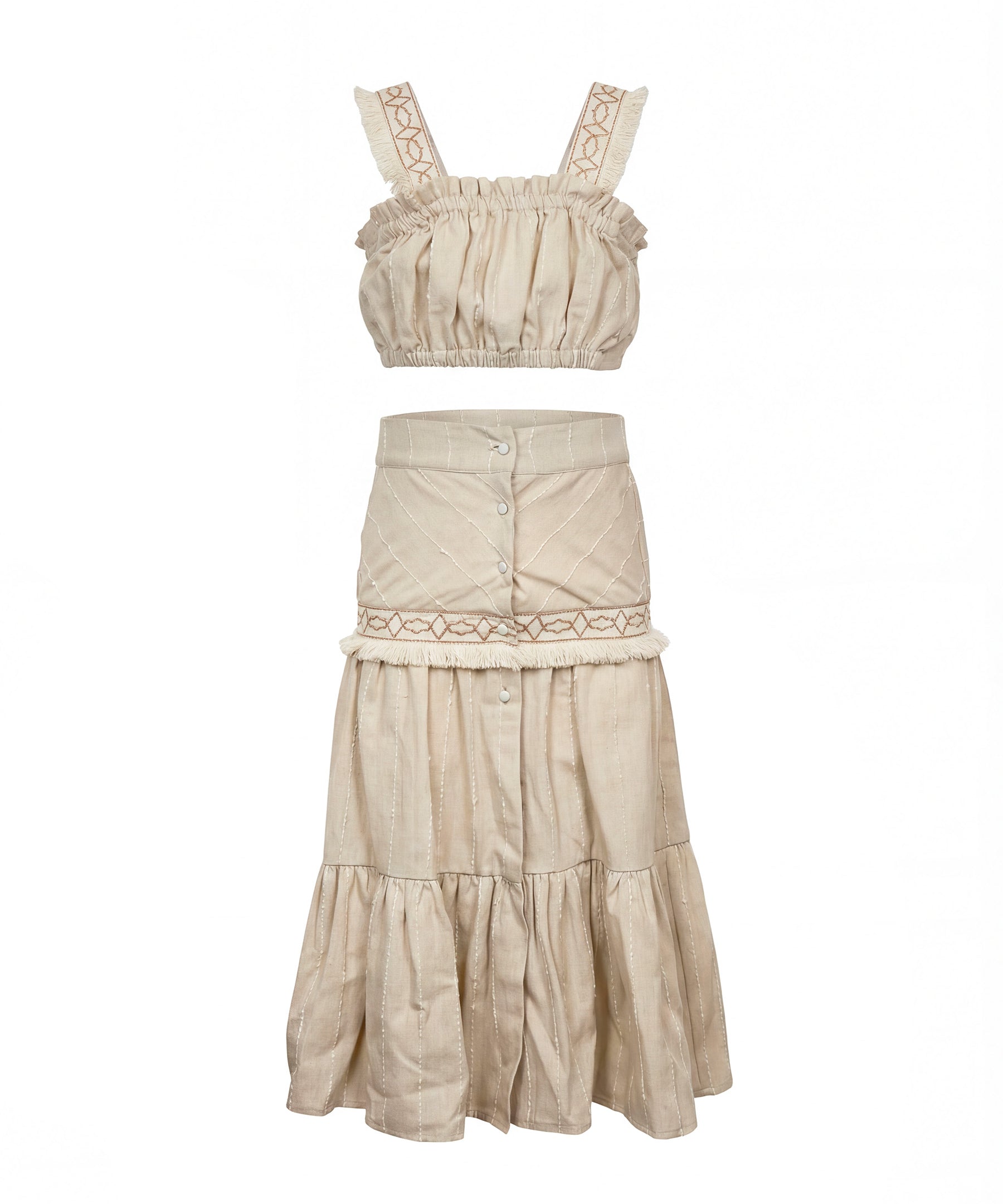 Cocò et Mama Kids Top+Gonna Beige Fantasia Indiana per Bambine