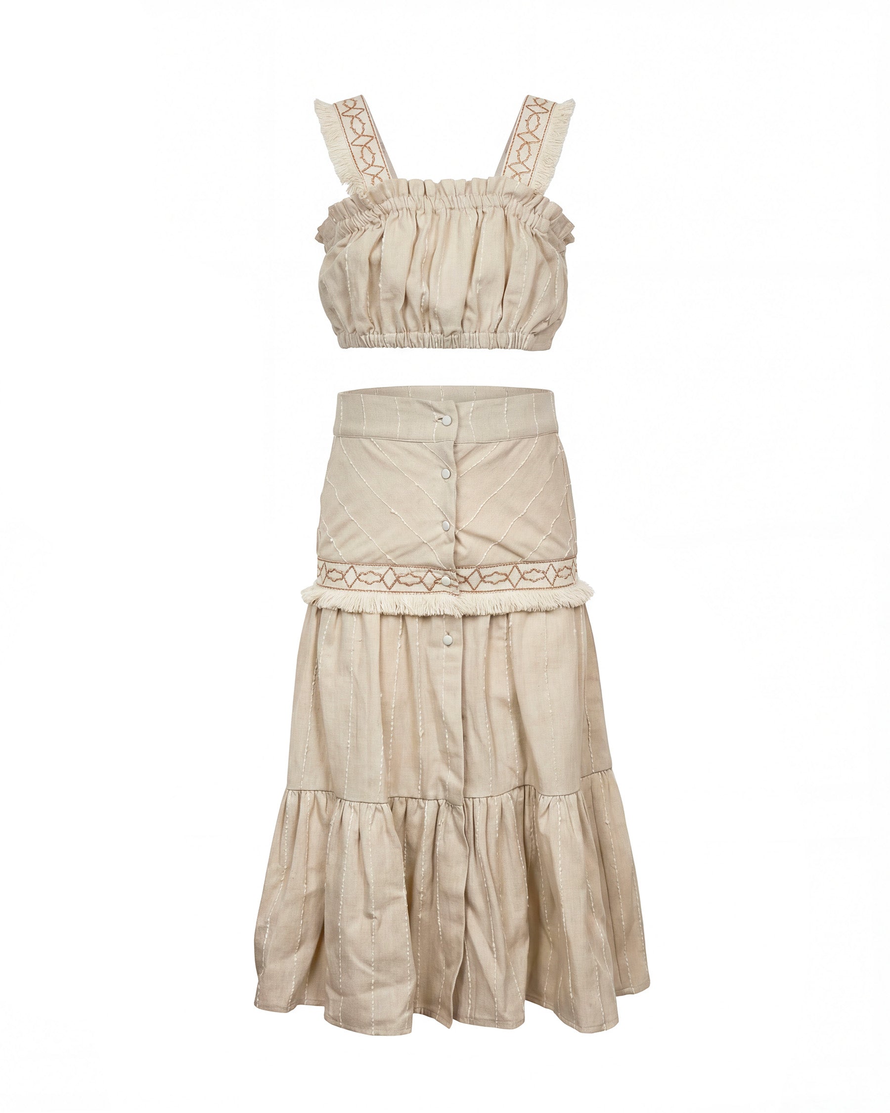 Cocò et Mama Kids Top+Gonna Beige Fantasia Indiana per Bambine