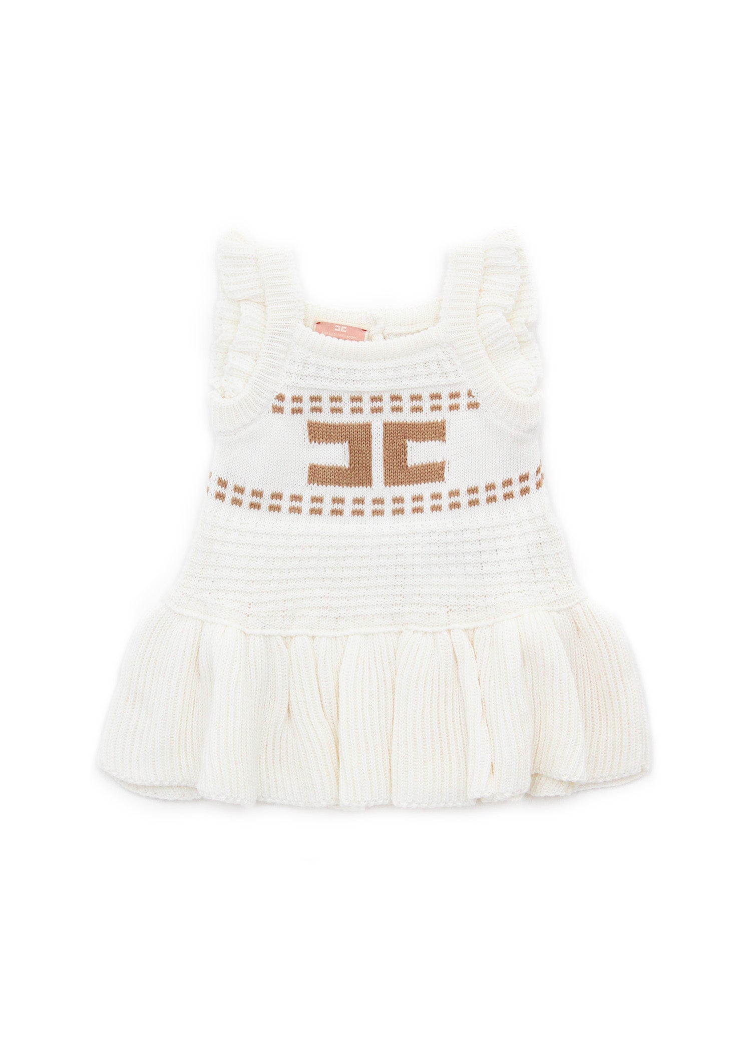 Elisabetta Franchi La Mia Bambina Vestitino in Maglia con Logo Jacquard