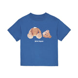 Palm Angels Kids T-Shirt Blu con Stampa Orsetto per Bambini