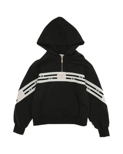 Elisabetta Franchi La Mia Bambina Felpa Nera con Cappuccio con Banda Logo per Bambine