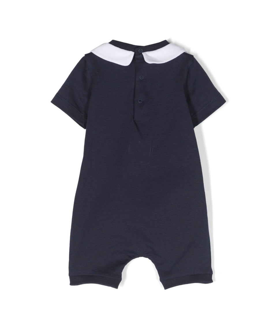 Moschino Kids Pagliaccetto Blu con Stampa Teddy Bear (retro)
