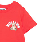 Moschino Kids T-Shirt Rossa con Logo Teddy Bear per Neonati