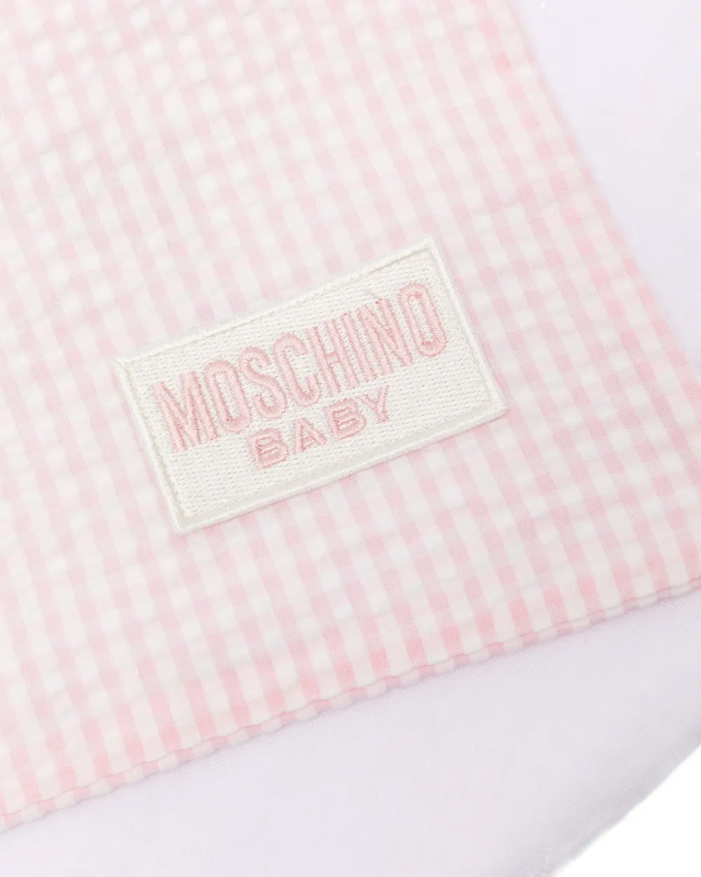 Moschino Kids Coperta Double-Face Bianco/Rosa con Logo Teddy Bear per Neonate