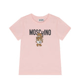 Moschino Kids T-shirt Rosa con Stampa Teddy