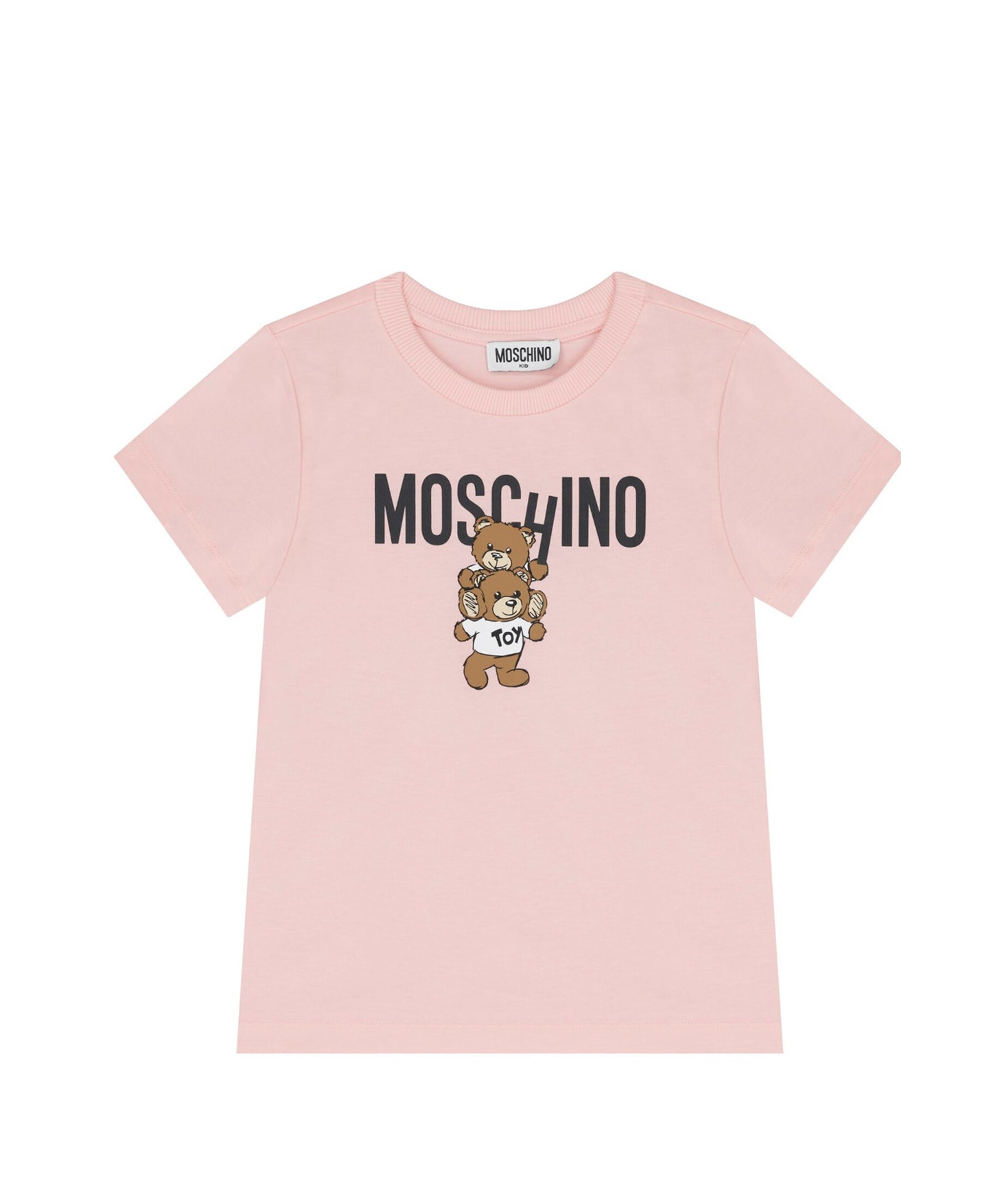 Moschino Kids T-shirt Rosa con Stampa Teddy