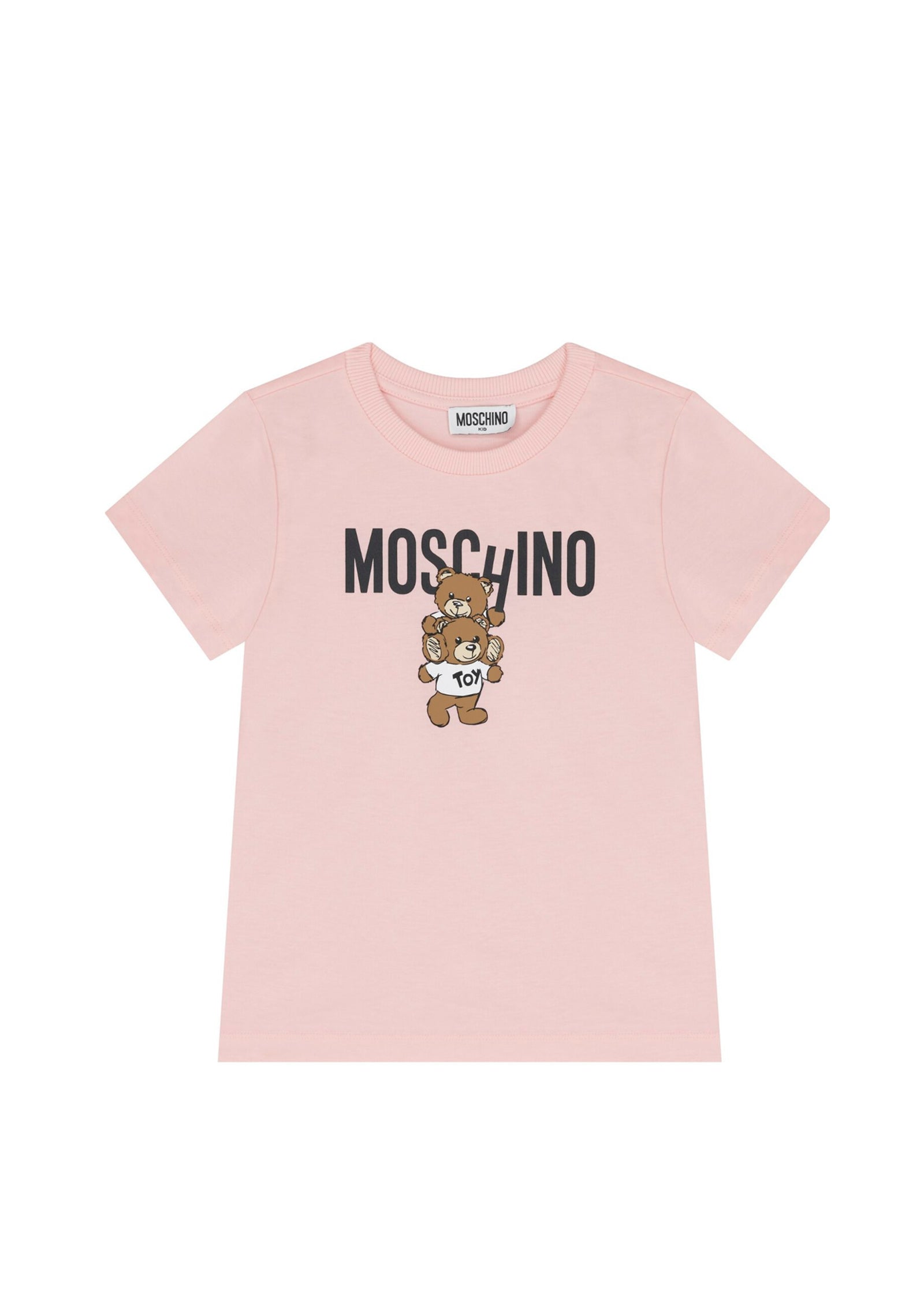 Moschino Kids T-shirt Rosa con Stampa Teddy