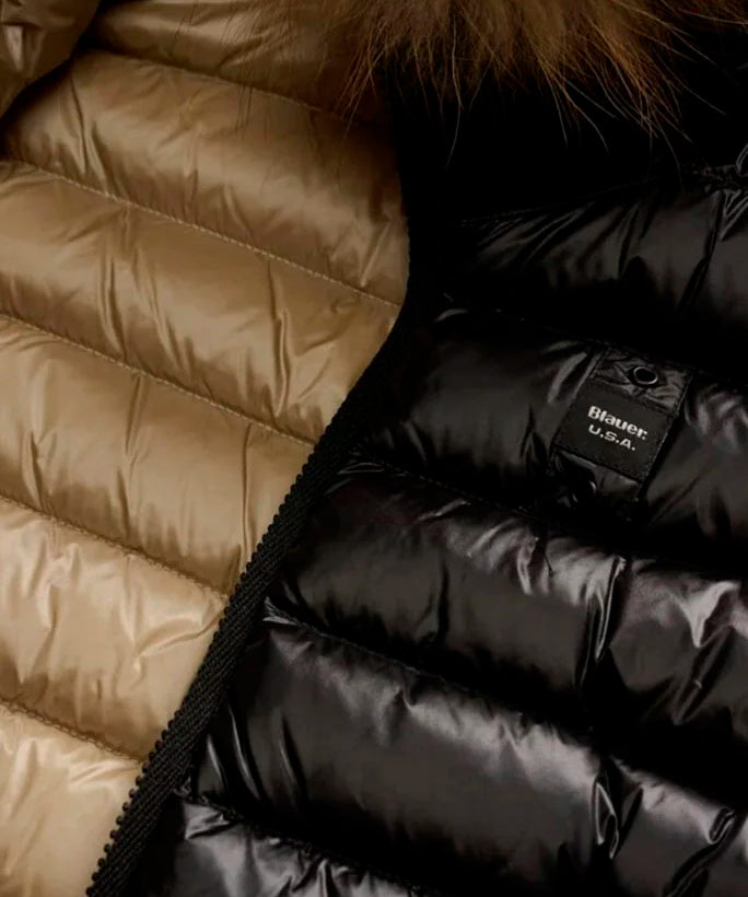 Blauer Kids Giubbino Nero e Cappuccio con Pelliccia Arcadia Junior per Bambine