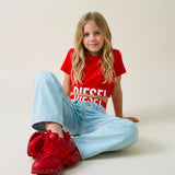 Diesel Kids Red T-Shirt with Contrast Logo Print for Girls