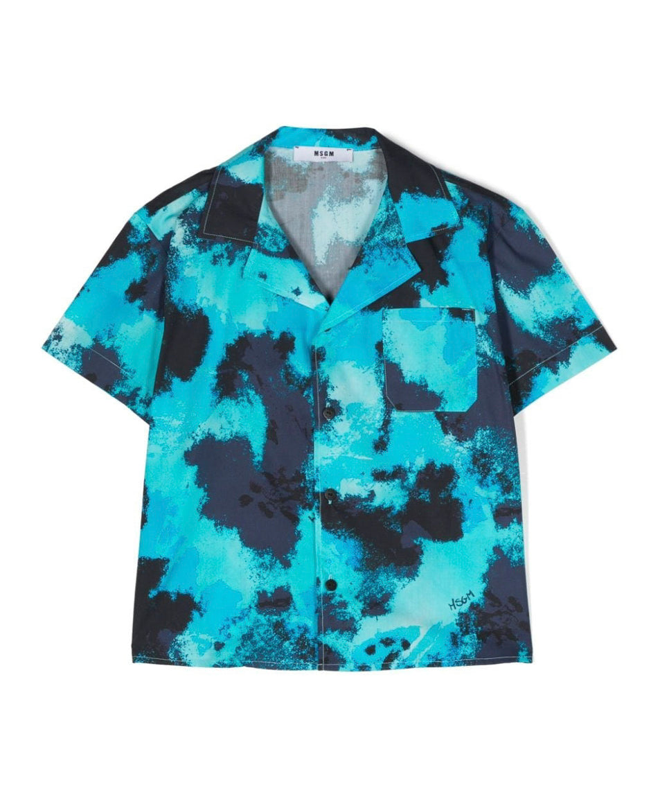 MSGM Kids Camicia Turchese Tie Dye per Bambini