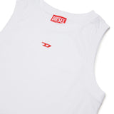 Diesel Kids Canotta Bianca con Ricamo Logo a Contrasto per Bambini