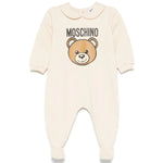 Moschino Kids Tutina Beige con Logo Teddy Bear per Neonati