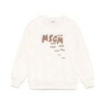 MSGM Kids Felpa Crema con Stampa per Bambini (fronte)