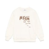 MSGM Kids Felpa Crema con Stampa per Bambini (fronte)