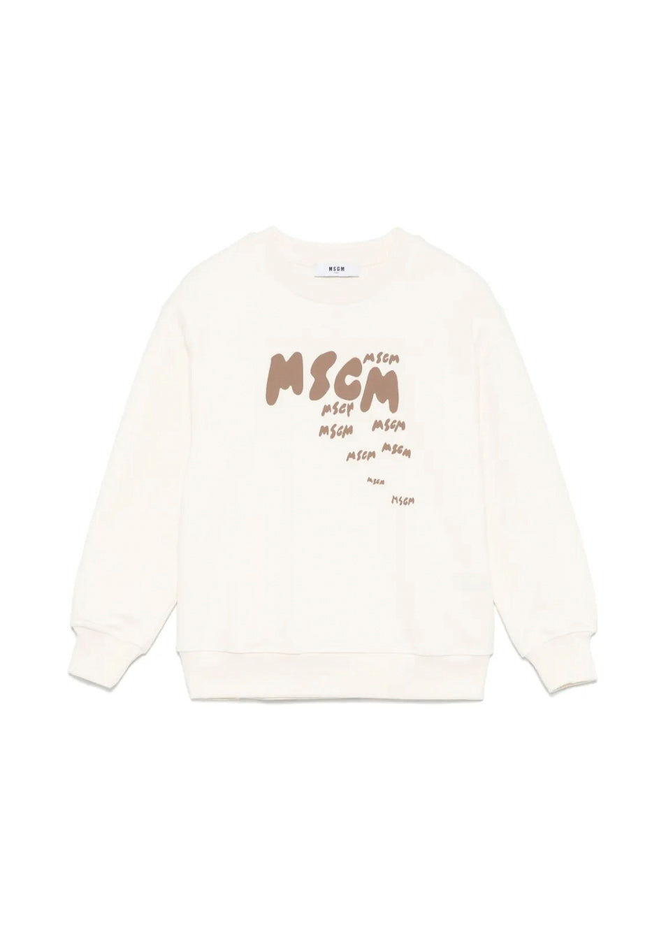 MSGM Kids Felpa Crema con Stampa per Bambini (fronte)