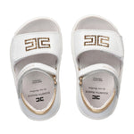 Elisabetta Franchi La Mia Bambina Sandalo Bianco/Oro con Logo per Neonate