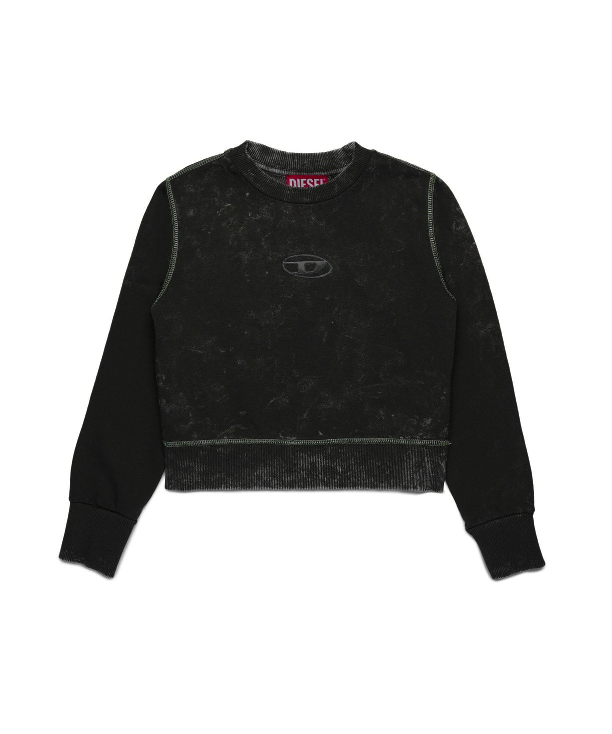 Diesel Kids Felpa Girocollo Nera Marmorizzata per Bambine