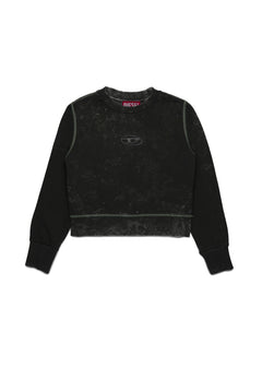 Diesel Kids Felpa Girocollo Nera Marmorizzata per Bambine