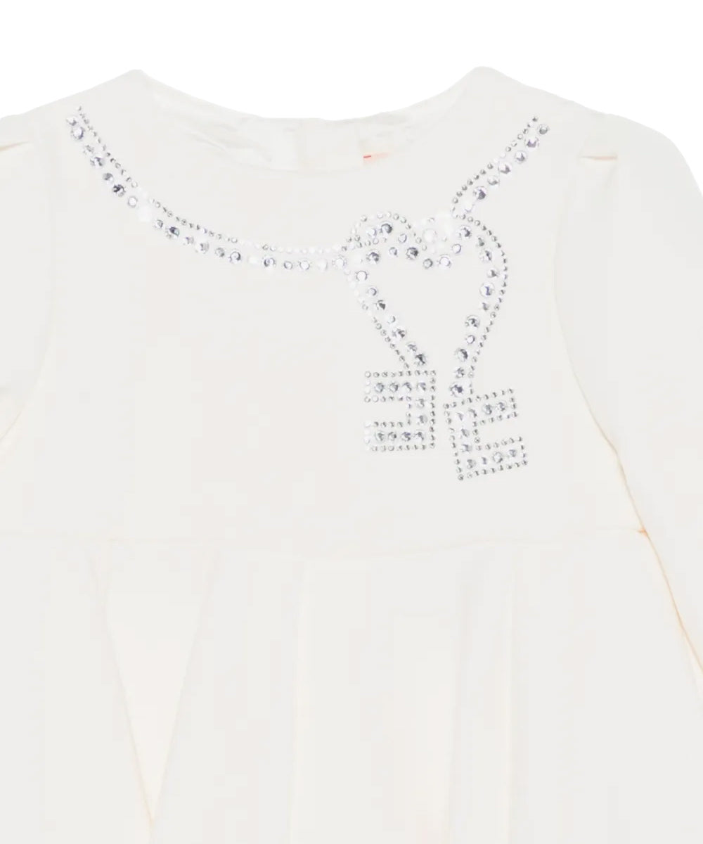 Elisabetta Franchi La Mia Bambina Abito Milk con Strass per Neonate