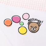 Moschino Kids Coperta Double-Face Bianco/Rosa con Logo Teddy Bear per Neonate