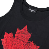 Dsquared2 Kids Canotta Nera con Stampa Logo Foglia D'acero Unisex per Bambini