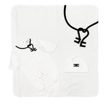 Elisabetta Franchi La Mia Bambina Kit Tutina+Coperta+Cappellino Avorio e Nero per Neonate