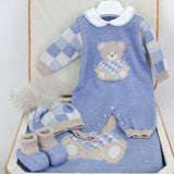 Marlù Corredino Celeste con Ricamo Bear per Neonati