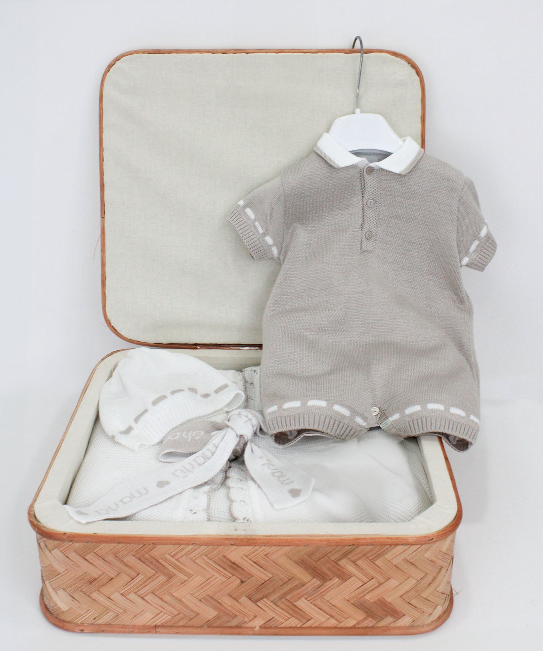 Marlù Coordinato Bianco/Noce con Tutina per Neonati