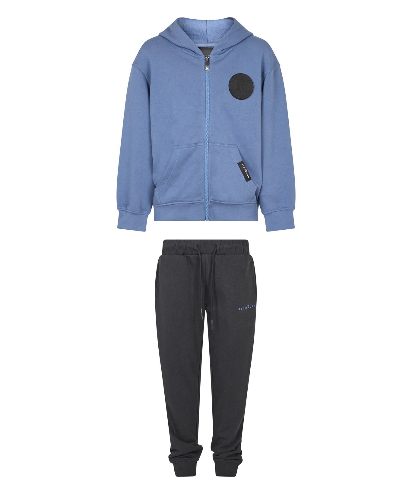 John Richmond Kids Set Felpa con Zip e Pantalone Blu/Nero per Bambini