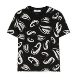 MSGM Kids T-shirt Nera con Stampa Astratta per Bambini
