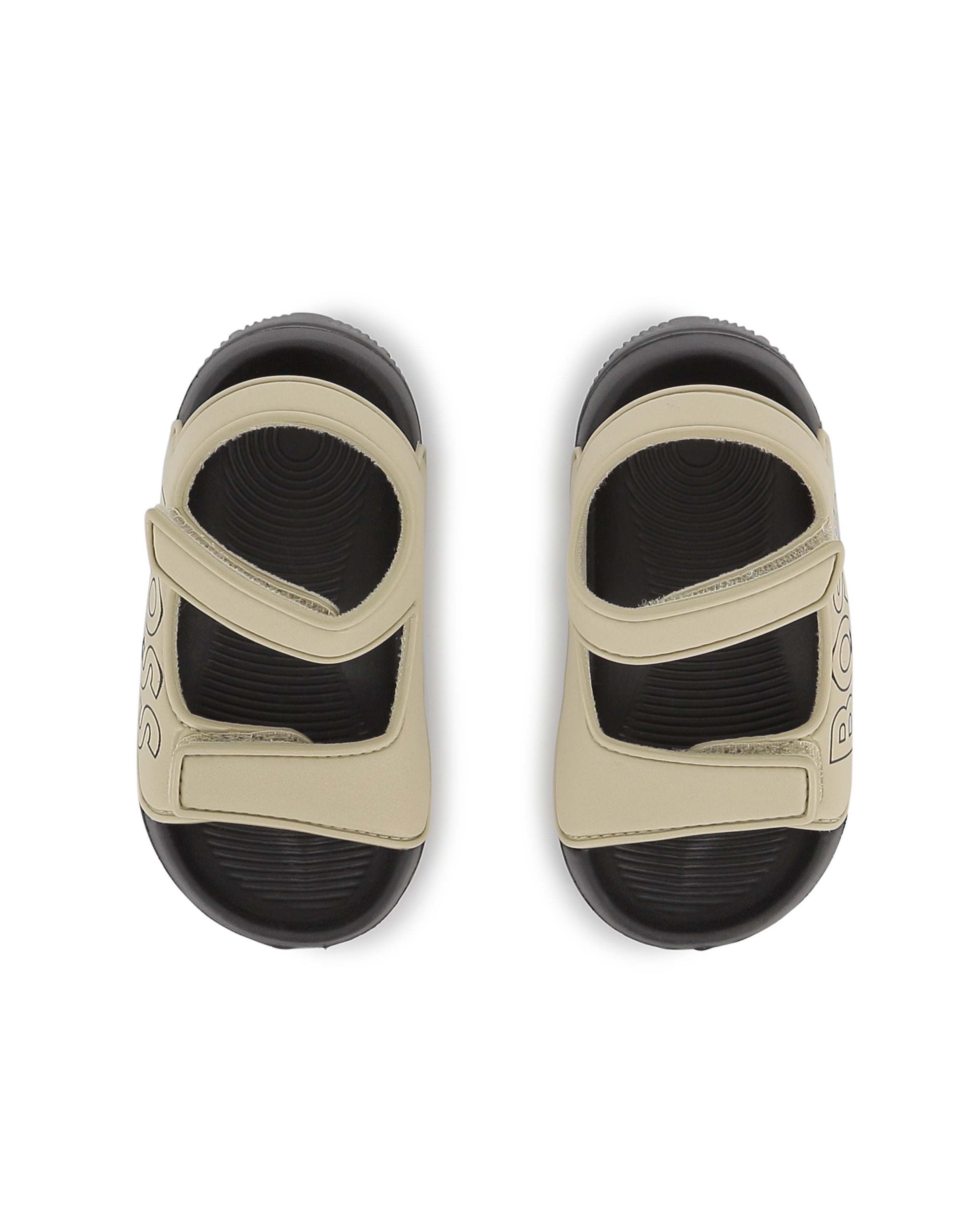 Boss Kids Ciabatta Beige Logata con Chiusura a Strappo per Neonati