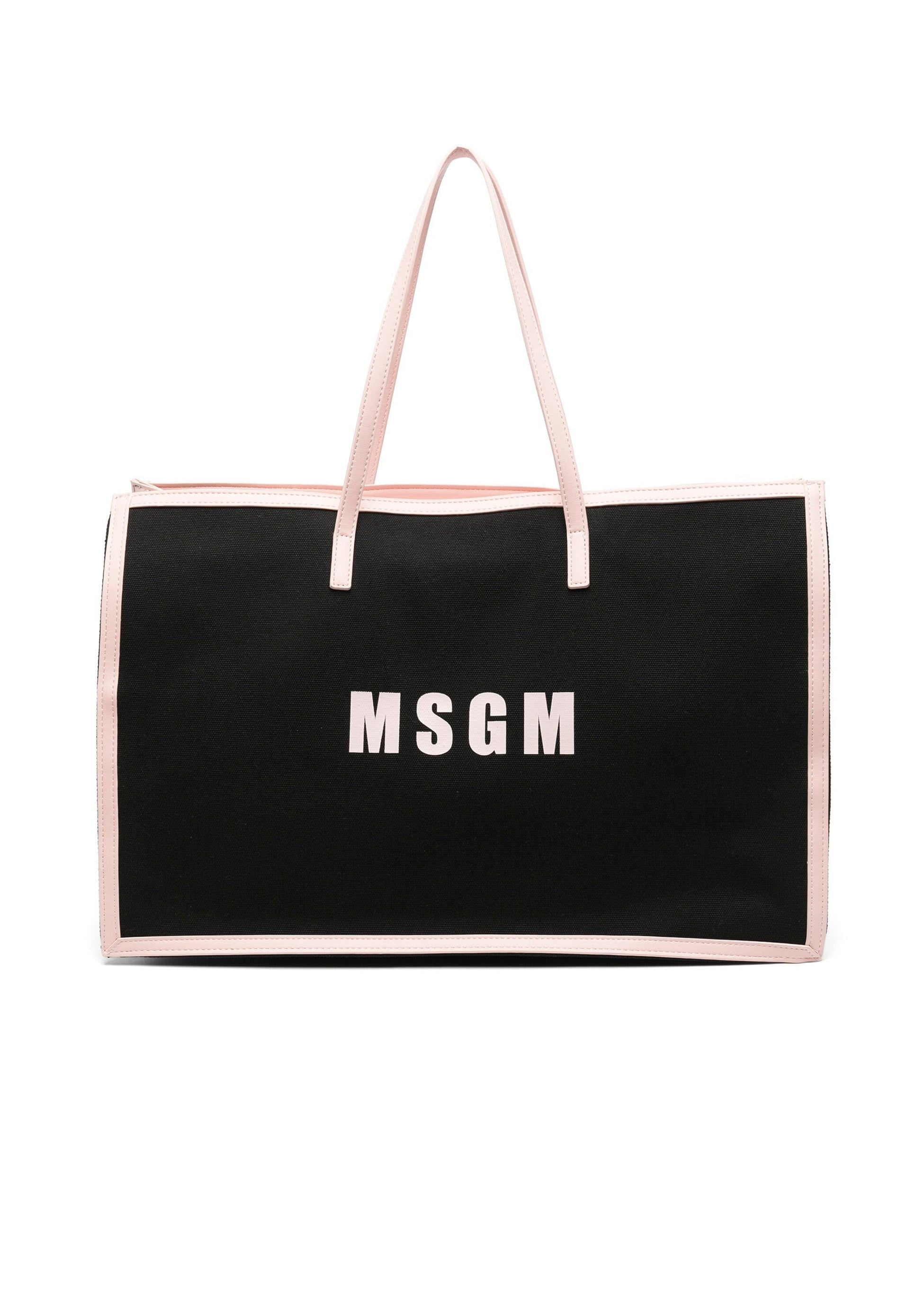 MSGM Kids Borsa Nera Tote Grande con Stampa Florence Kids  (fronte)