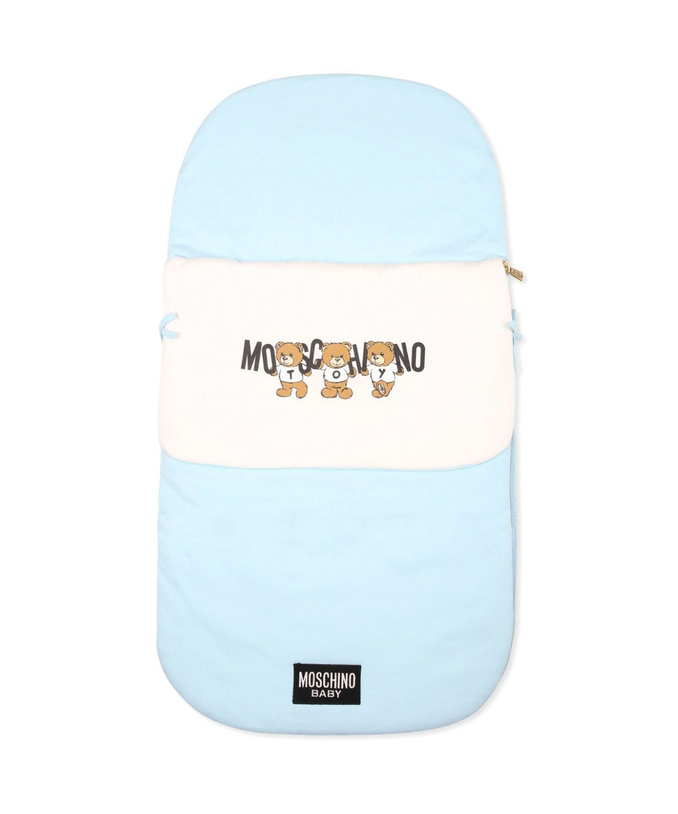 Moschino Kids Sacco Nanna Cielo con Logo Teddy Bear per Neonati