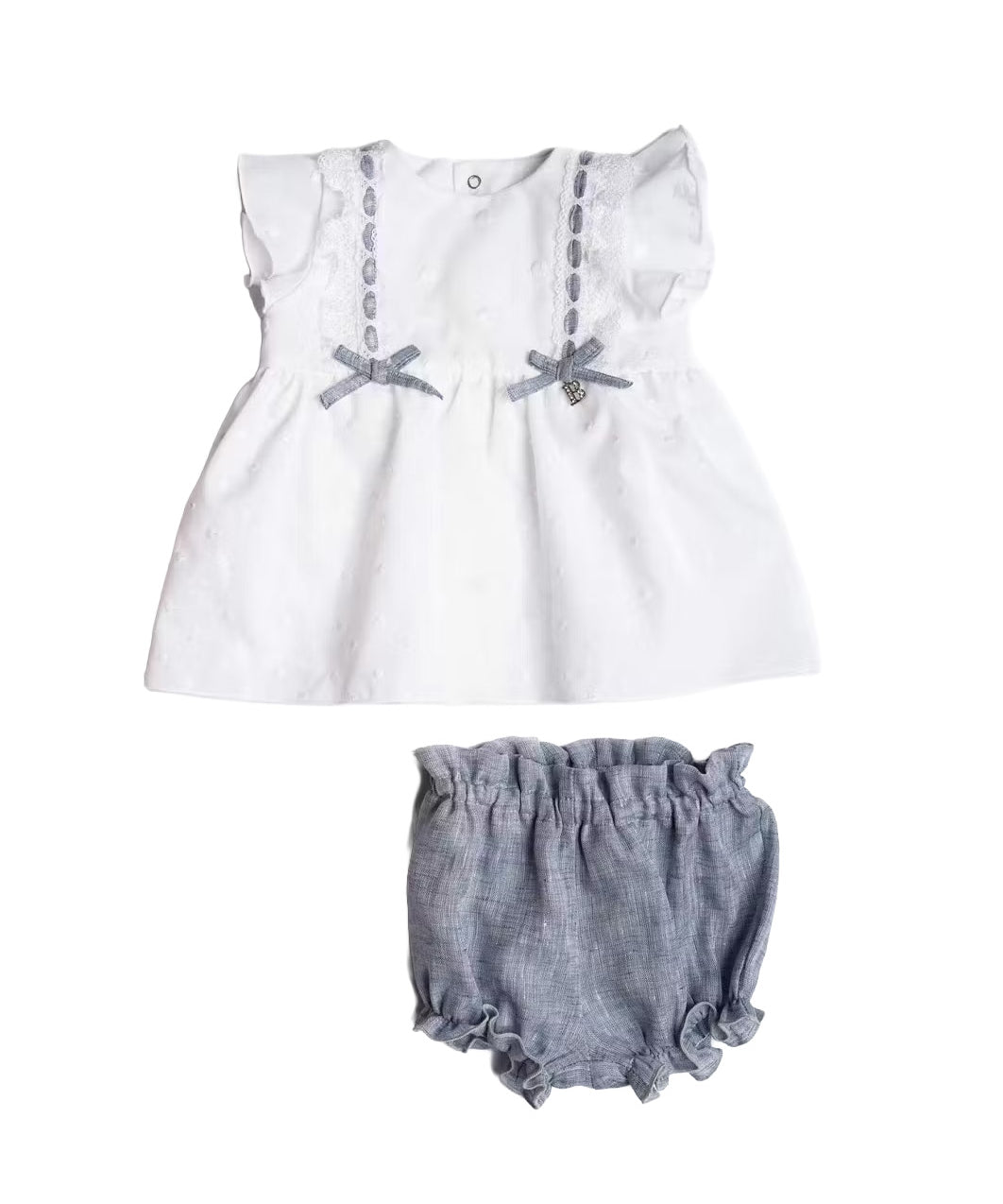 Barcellino Kids Completo Due Pezzi Bianco e Avion per Neonate