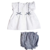 Barcellino Kids Completo Due Pezzi Bianco e Avion per Neonate