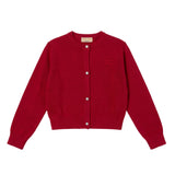 Elisabetta Franchi La Mia Bambina Giacchino Rosso in Maglia con Bottoni Gioiello per Neonate