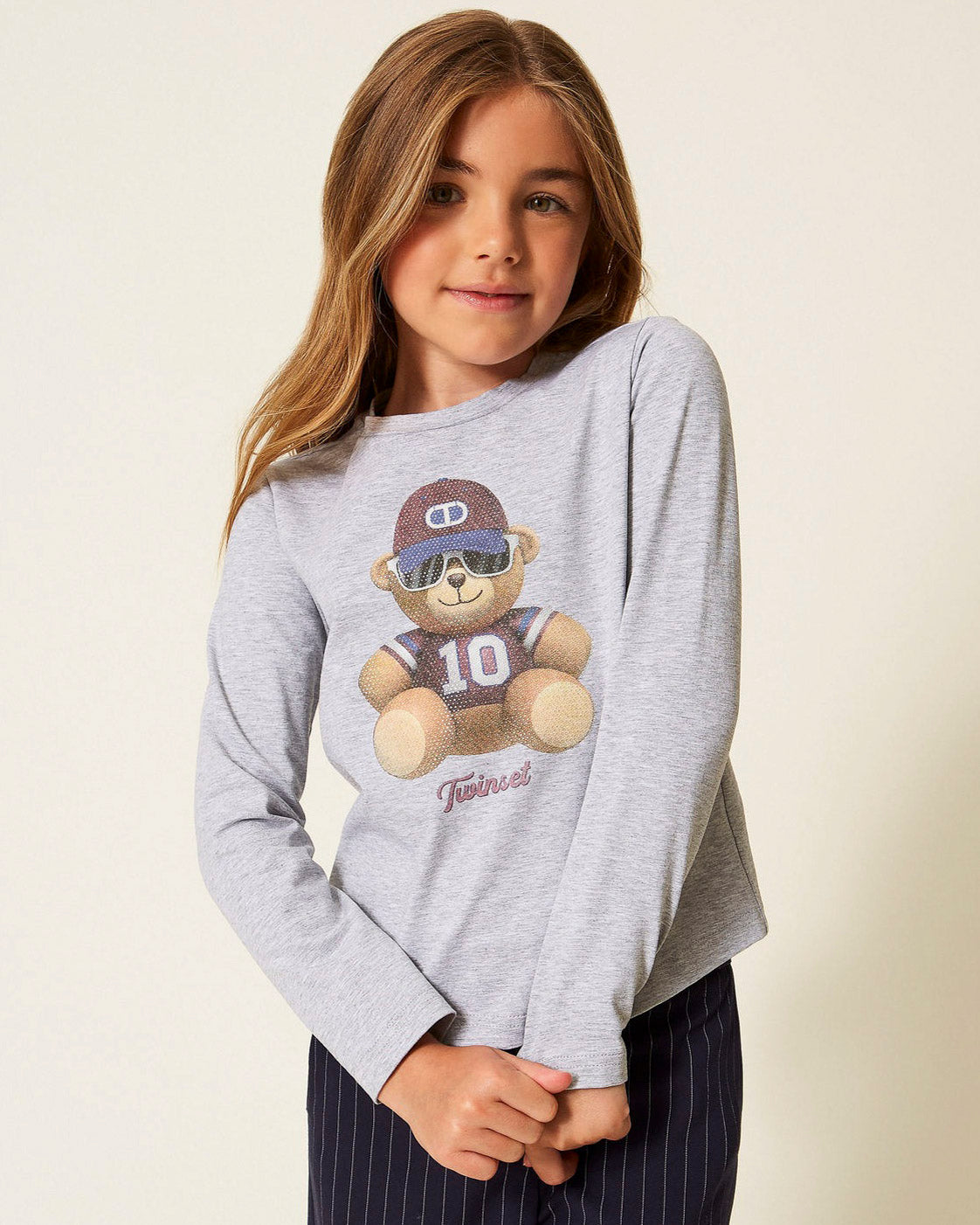 Twinset Kids Maglia a Maniche Lunghe con Stampa per Bambine