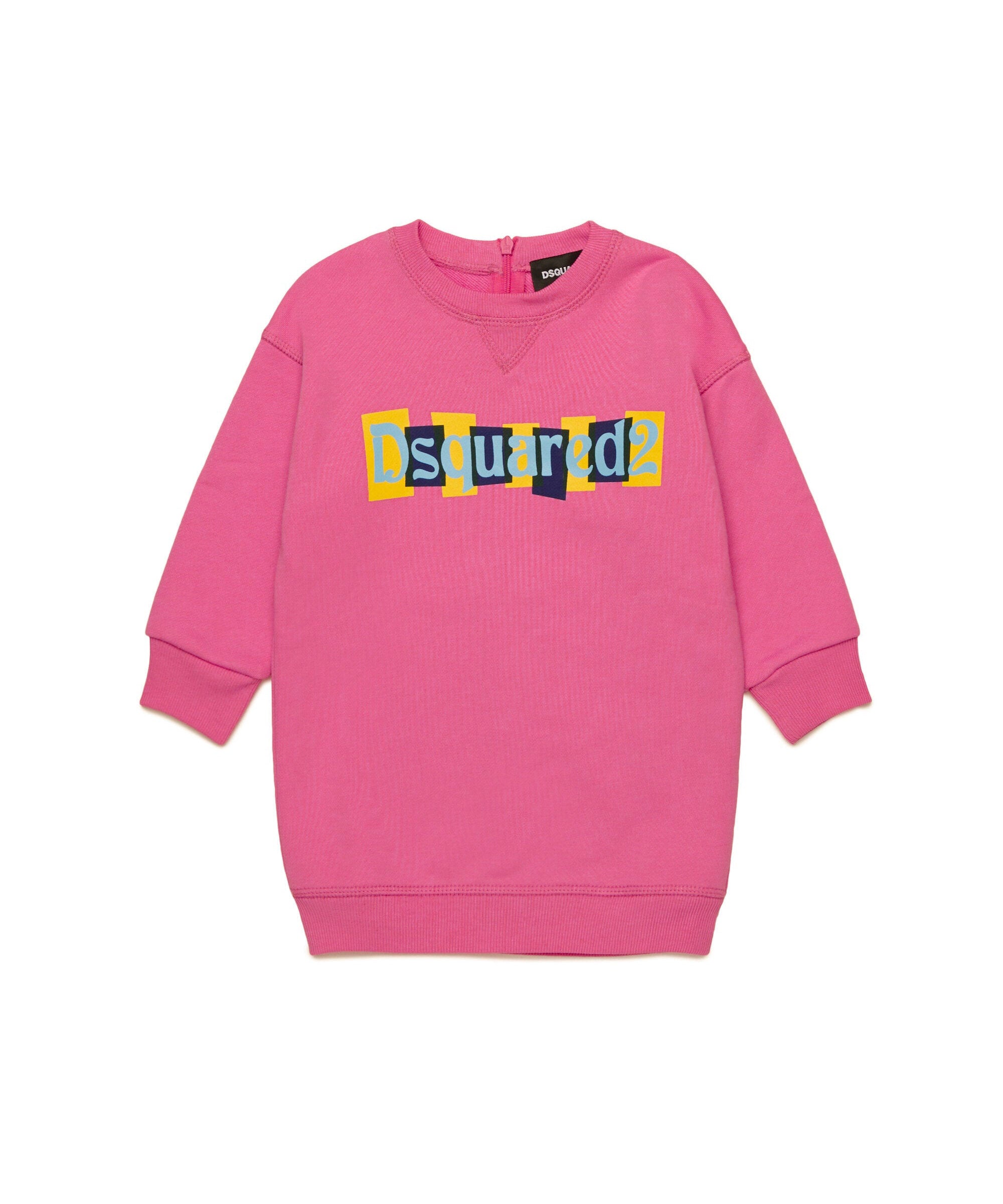 Dsquared2 Kids Abito in Felpa Fucsia con Logo Boxed per Neonate