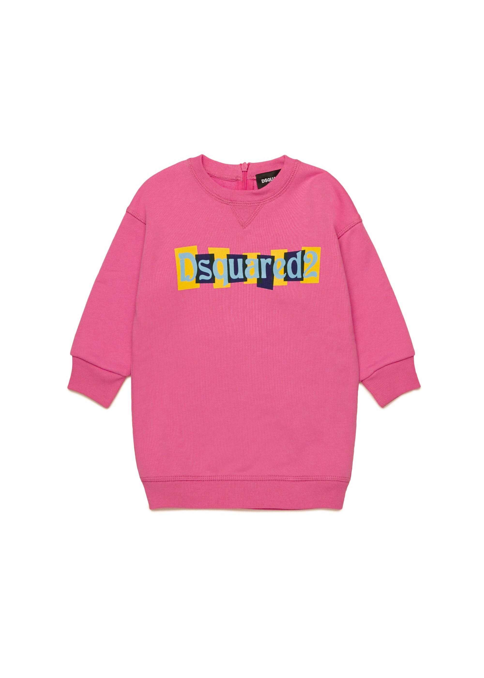 Dsquared2 Kids Abito in Felpa Fucsia con Logo Boxed per Neonate