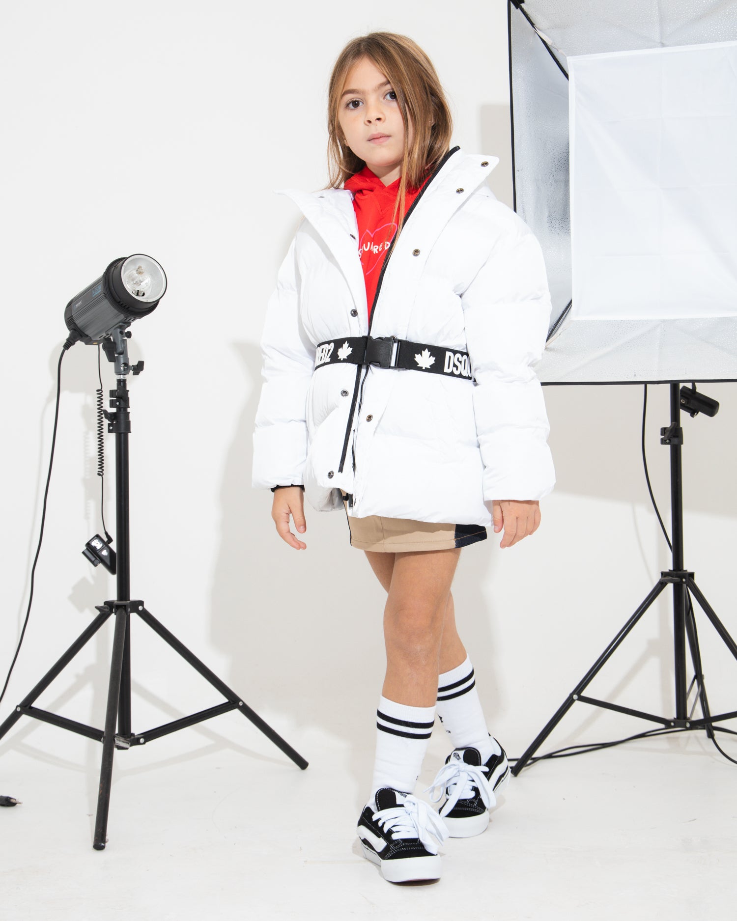 Dsquared2 Kids Giubbino Trapuntato Bianco Avvitato per Bambine