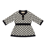 Elisabetta Franchi La Mia Bambina Abito Logo ALL-OVER Nero/Avorio per Neonate