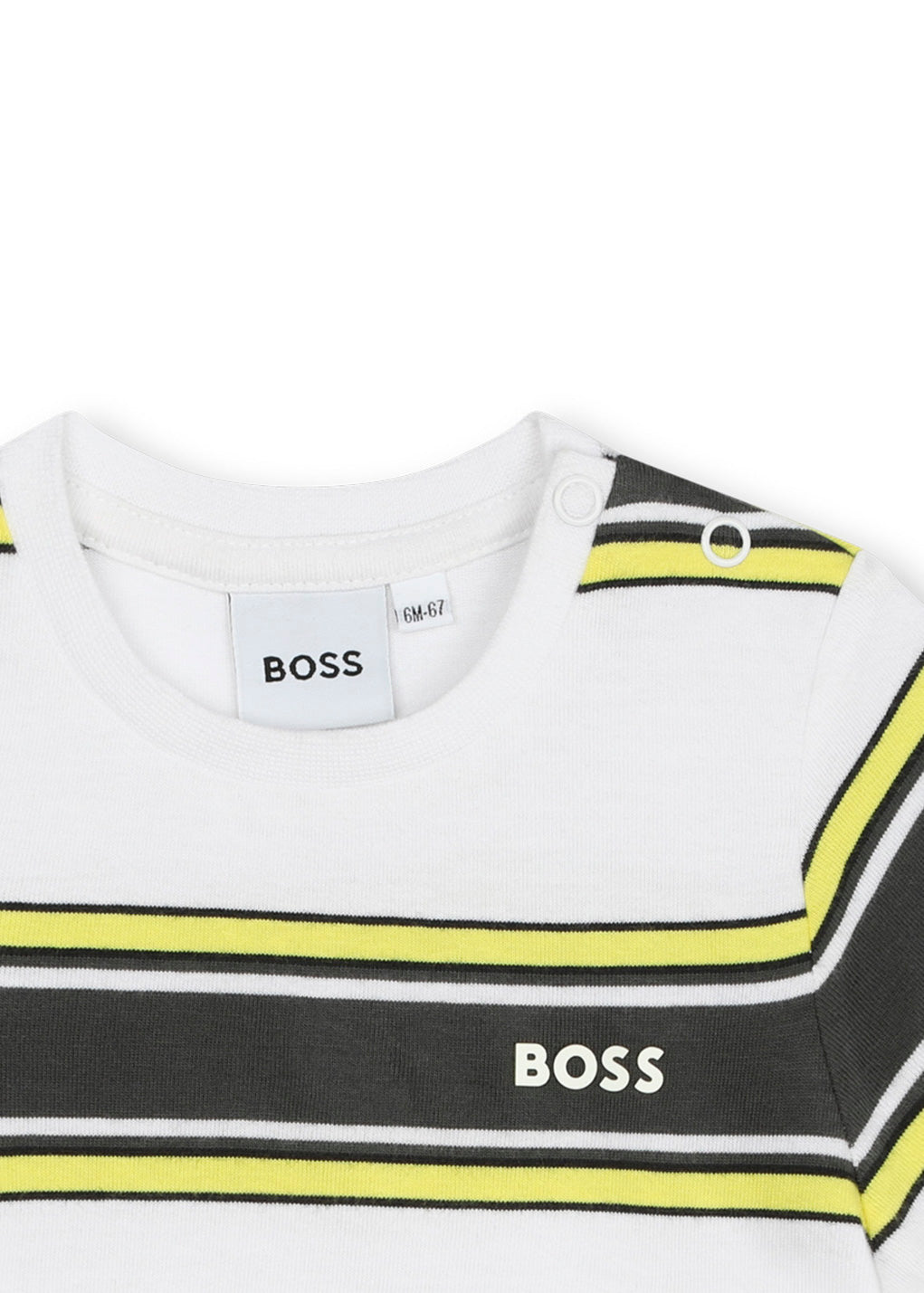 Boss Kids T-Shirt Bianca a Righe per Neonati